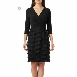 Size 8 Adriana Papel black short sleeve midi dress normcore whimsygoth